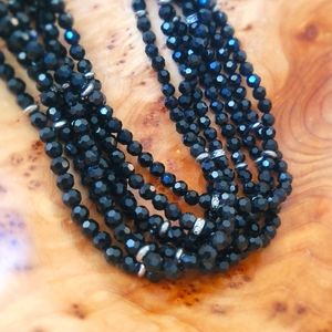 White House Black Market Black Crystal Layered Short Necklace